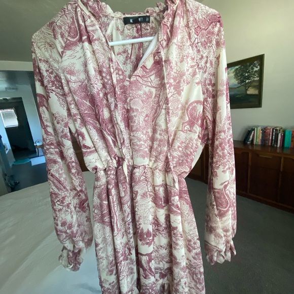 Missguided 4 Red China Print Frill Plunge Smock Dress - Picture 2 of 6